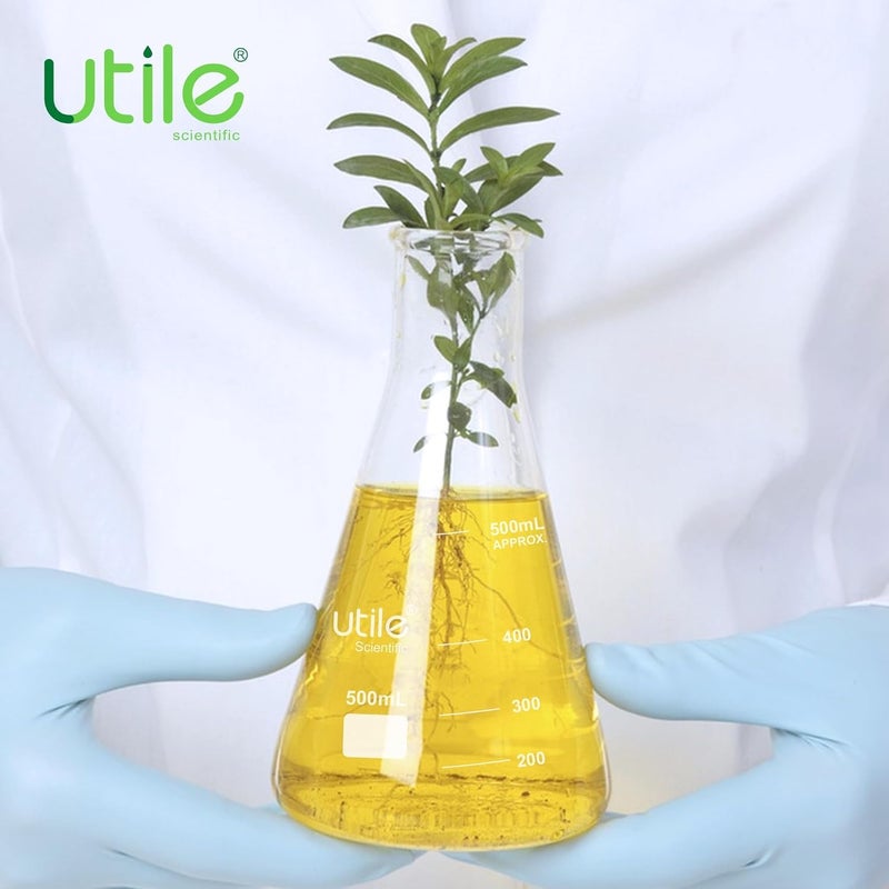 UTILE 3pcs of Glass Erlenmeyer Flask Set, 250ml 500ml 1000ml Narrow Mouth Erlenmeyer Flasks, Borosilicate 3.3 Glass Conical Flasks for Laboratory,4016.9917.1 - Image 5